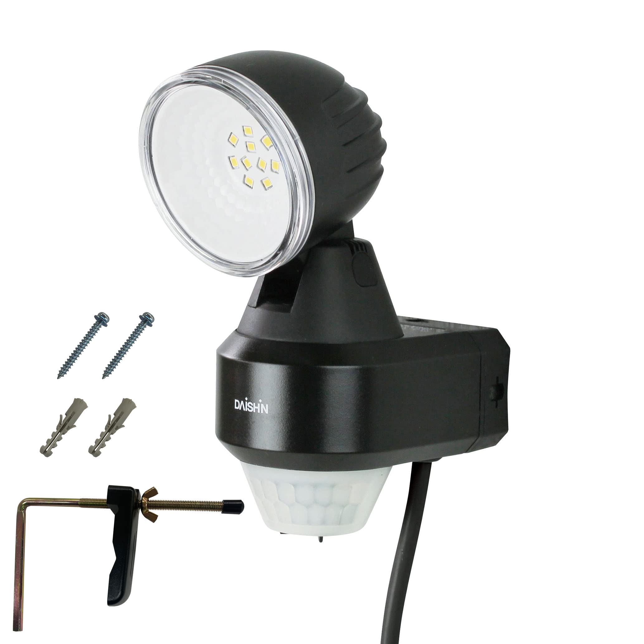 

Daishin DLA-N4T100 Уличный светодиодный светильник с датчиком движения, с розеткой, водонепроницаемый, простая установка, безопасность для входов, балконов и гаражей