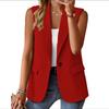 JPNTKY Women's Vintage Casual Solid Color Print Sleeveless POLO Neck Jackets & Coats