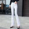 Women's Blue Velvet-Lined High-Waisted Flare Jeans - Plus Size, Slimming Autumn/Winter Style