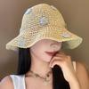 Summer new seaside photo big brim fisherman hat colorful dopamine foldable woven sunshade straw hat women