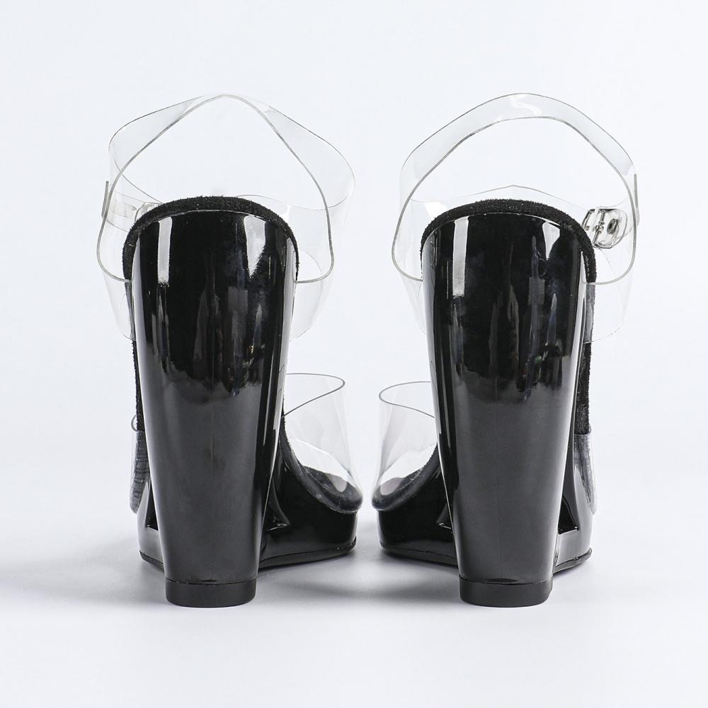 Women's Thick Heel Sandals - Transparent One-Strap Slip-On High Heels Crystal Heel, Outdoor-Wear Open-Toe Sandals LFD-907188-1