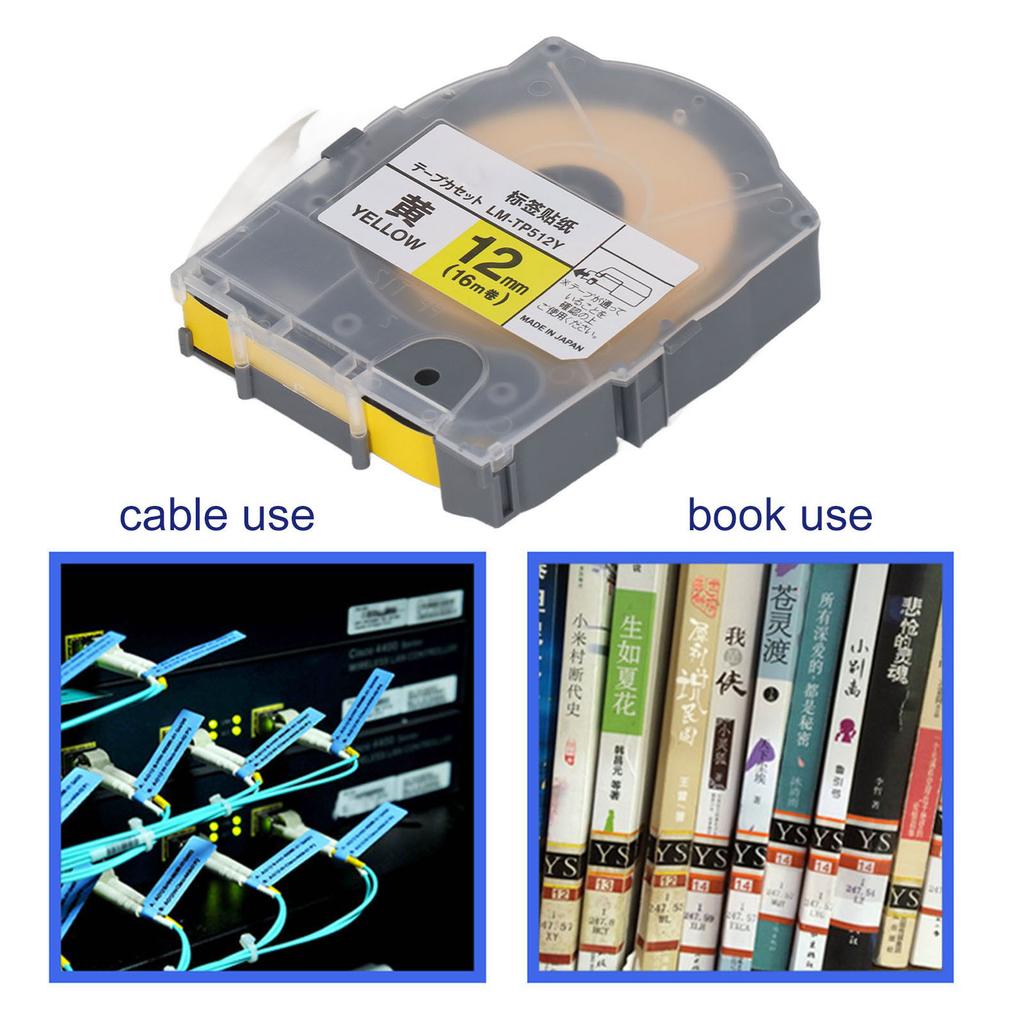 Label Tape 12mm 16m PET Material Abrasion Resistant Label Maker Tape with for LM 550A