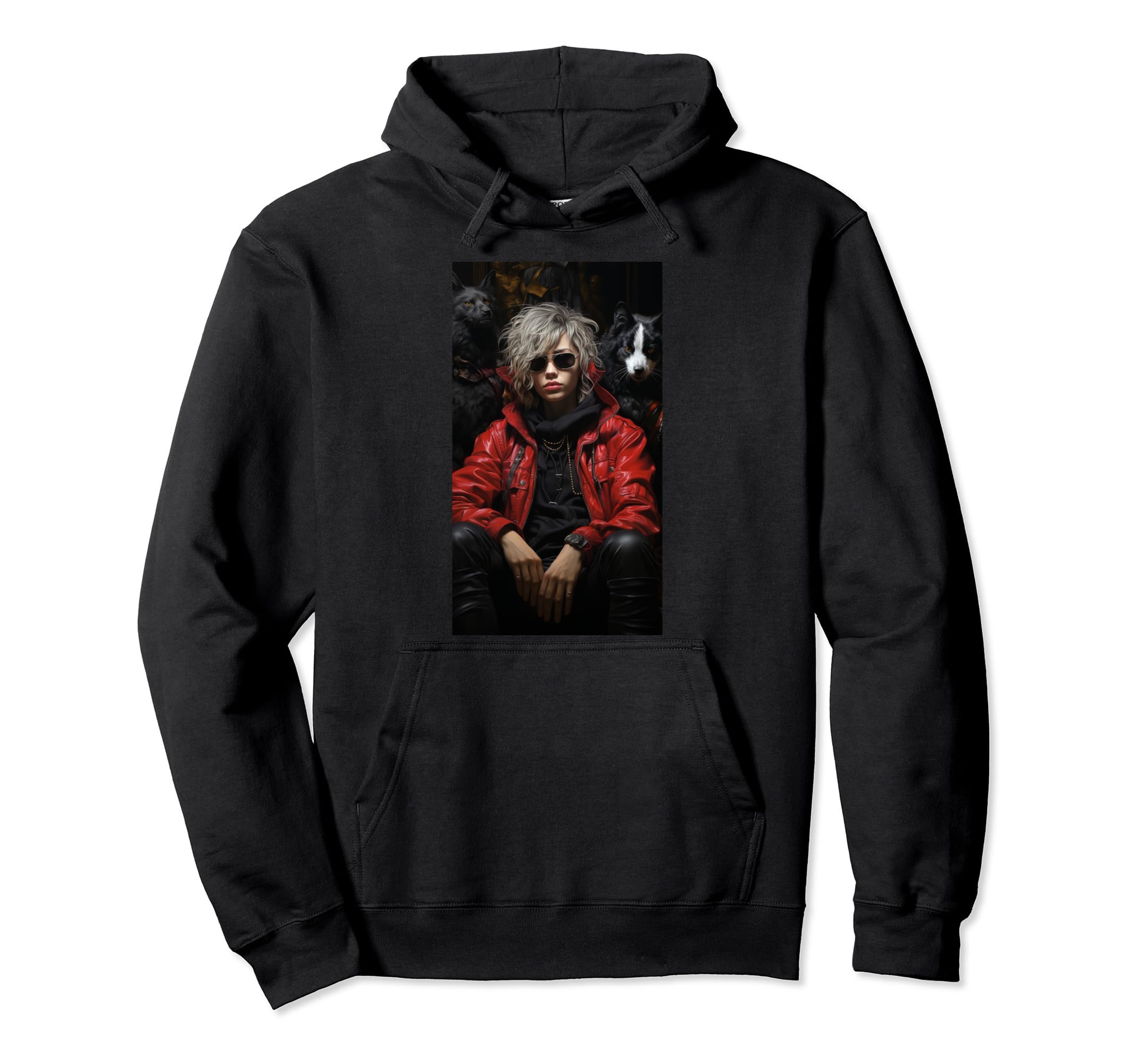 

90s Streetwear Hip Hop Red Leather Jacket Hoodie Women s чорний
