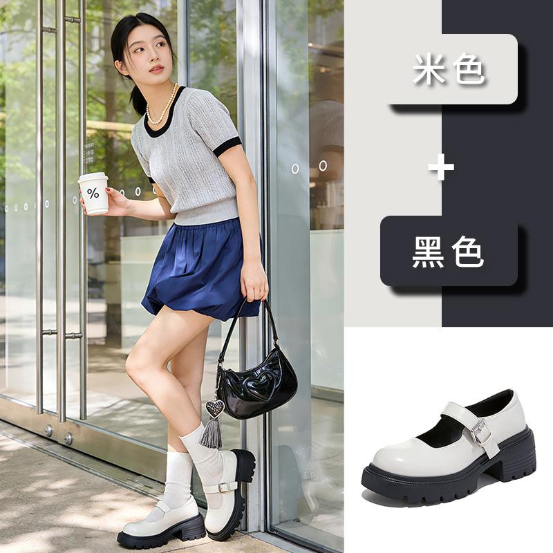 Foam Bottom First Layer Sheepskin Mary Jane Shoes Spring New Light Luxury High-end Single Shoes Light Mouth Versatile Women's Shoes