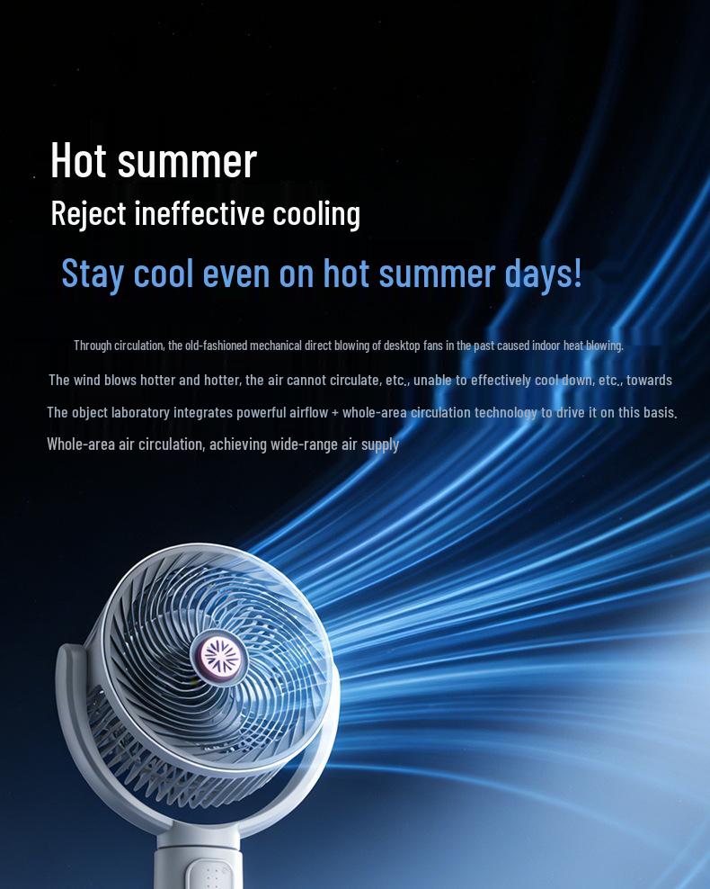 Smart Air Circulation Oscillating Fan: Retractable & Portable for Home and Outdoor Use