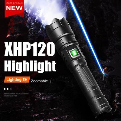 Powerful XHP120 Flashlight High Lumen 200000LM Torch Zoomable Lamp Rechargeable Lantern Waterproof Torch Light