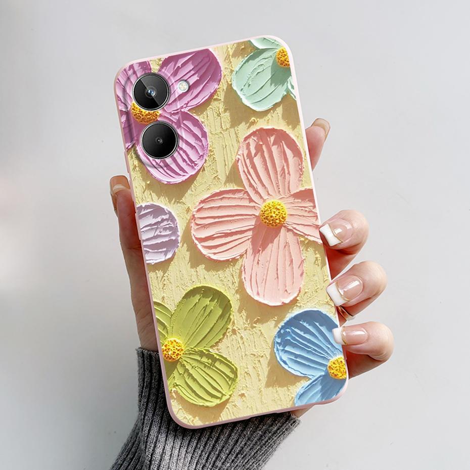 For Realme 10 4G 6.4" Soft Silicone TPU Shockproof Phone Case For Realme 10 RMX3630 Cartoon Pattern Bumper Protective Back Cover