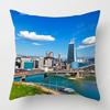Four Seasons Universal Short Plush Pillow Case Living Room Bedroom Landscape Illustration Architectural Pattern Cushion Cover
