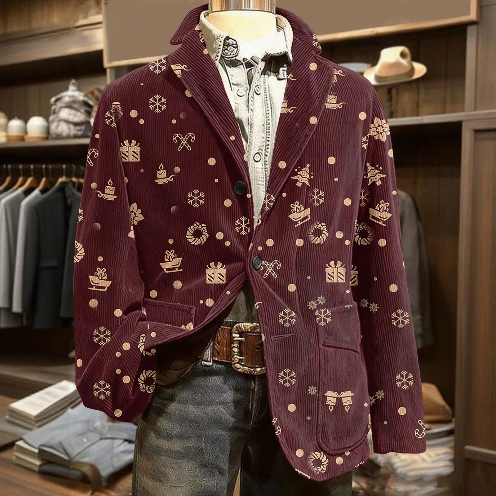 

Мужской уродливый рождественский вельветовый теплый карманный пиджак-кардиган, мужской повседневный костюм M