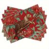 4pcs 2D Flat Leopard Floral Placemats Set Red Jungle Animal Table Mats Washable Dining Decor Linen Coaster