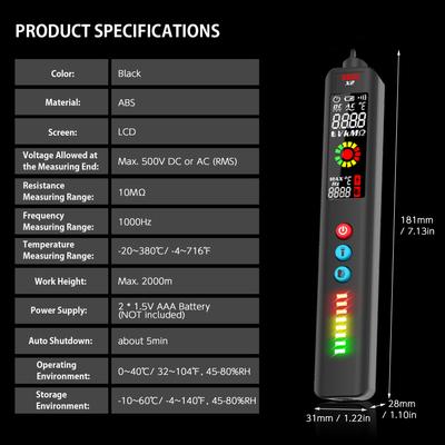 BSIDE X2 Multimetro digitale intelligente Misurazione della temperatura a infrarossi Schermo LCD Rilevatore di tensione CA CC