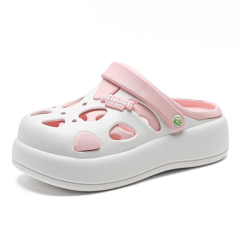 Женские босоножки Baotou 2025 - Новый летний стиль, Мягкая подошва, Модный полый дизайн на плоской подошве 39/40