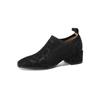 Fashion 2025 Spring New Genuine Leather Soft Work Shoes Women High Heel Stretch Square Toe Slip On Brown Black British Style Heels Women