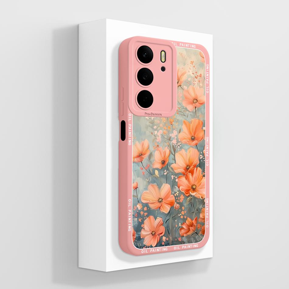 For Realme C75 C75X C73 C71 Case Painted Flowers Soft Liquid Silicone Back Cover For Realme C 75 Full Protection Phone Bumper