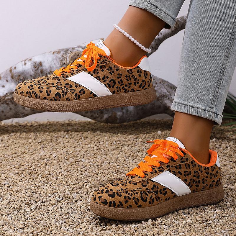 Leopard Print Platform Sneakers Women  Spring Faux Suede Casual Flat Shoes Woman Non Slip Thick Sole Sport Shoes