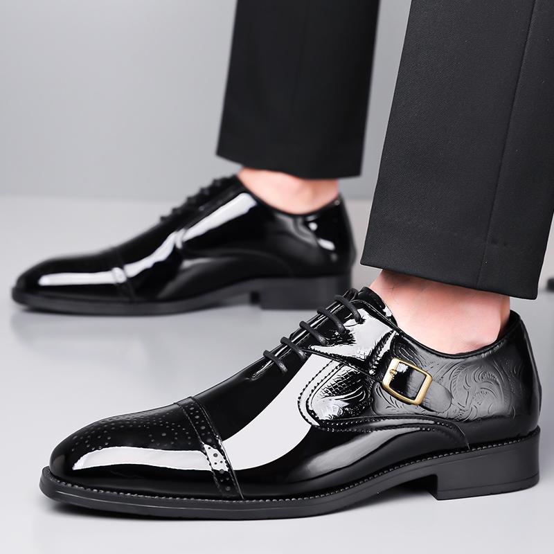 Business Men'S Leather Shoes Gentleman Retro Style Party And Office Adult Fashion Outdoor Street Shoes Versatile For Daily