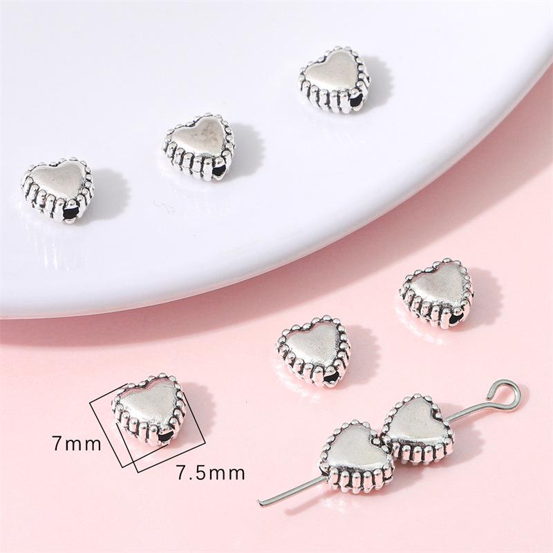 Antique Silver Alloy Heart, Flower & Butterfly Pendant for DIY Retro Jewelry Making