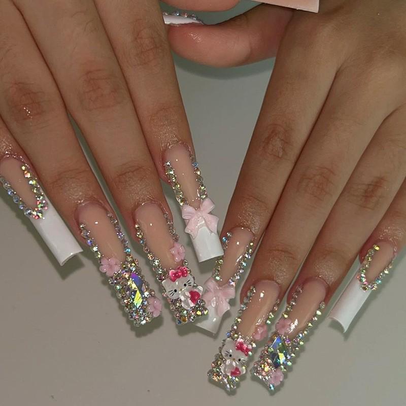 

Европейский и американский ручной работы носимый леопардовый принт кошачий нейл-арт с дизайном из бриллиантов