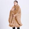 Women's Imitation Rex Rabbit Fur Collar Shawl Cape - Large Size, Knitted Loose Fit Cardigan for Autumn and Winter