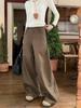 Autumn Chaka Wide-Leg Pleated Casual Pants - Slimming, Loose Fit, Solid Color