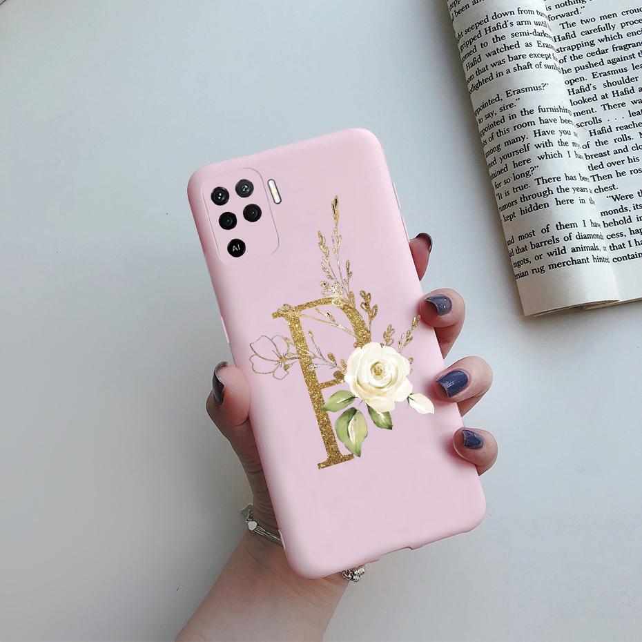 Phone Cases For OPPO A94 F19 Pro Reno 5 Lite Silicone Back Soft Case Cute Letters Cover Shockproof Bumper For OPPO A94 5G Case
