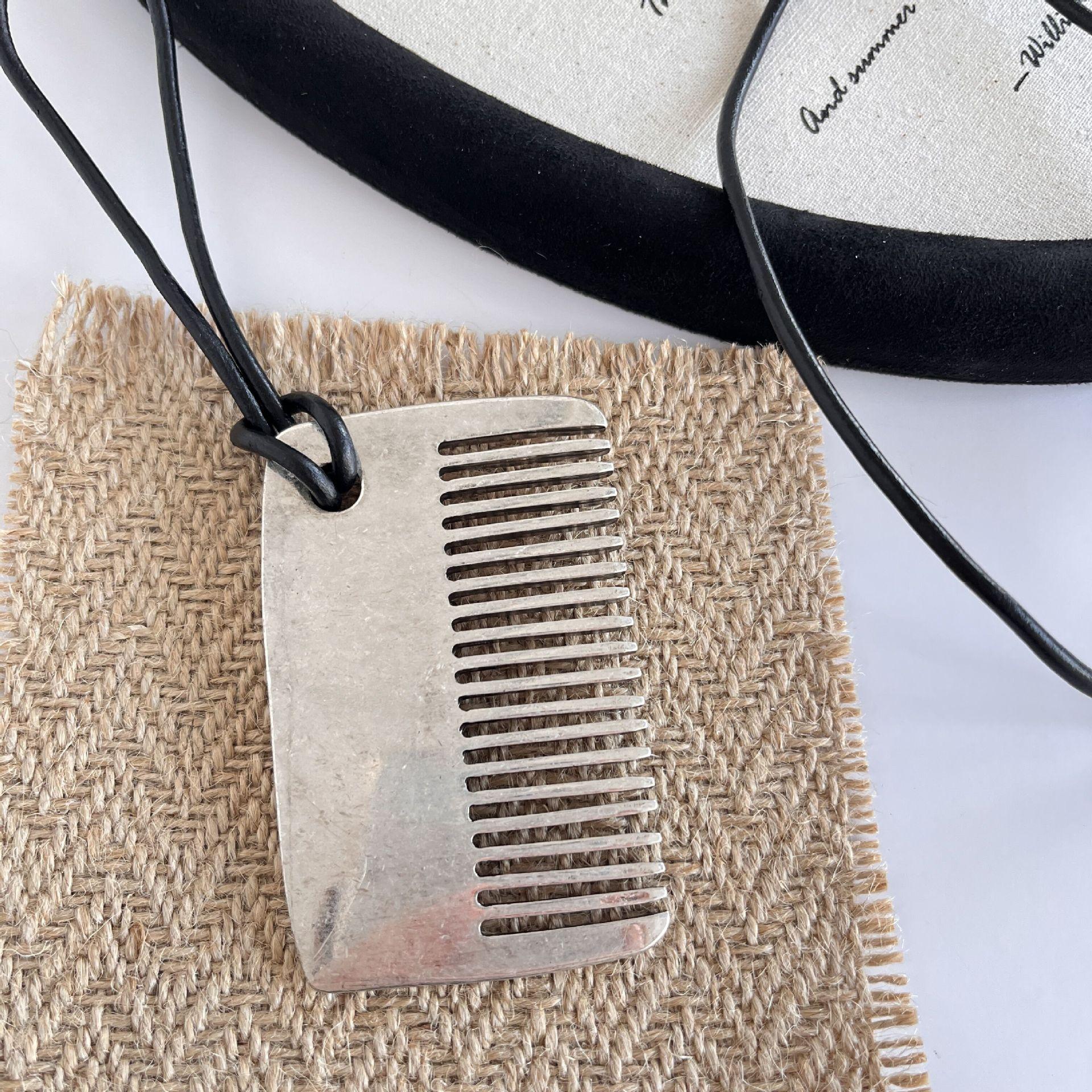 

HABI Xiaohongshu рекомендует серебряный гребень с текстурой, кожаное ожерелье, изысканный высококачественный кулон