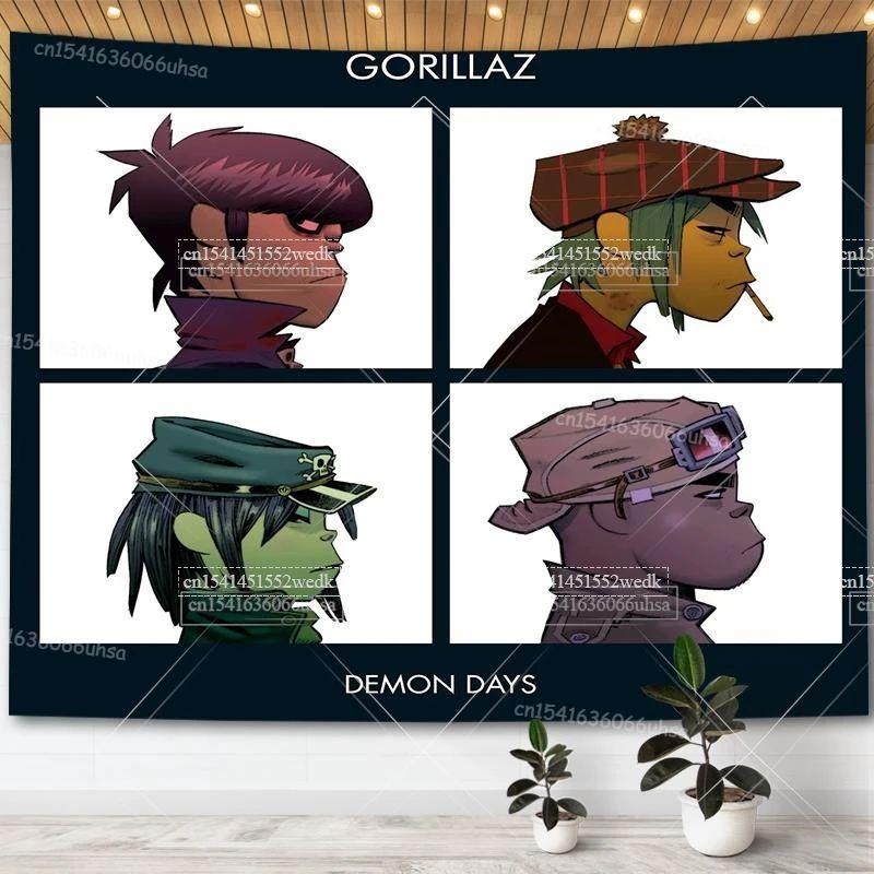 Gorillaz s Demon Days album cover tapestry 75x100 чёрный