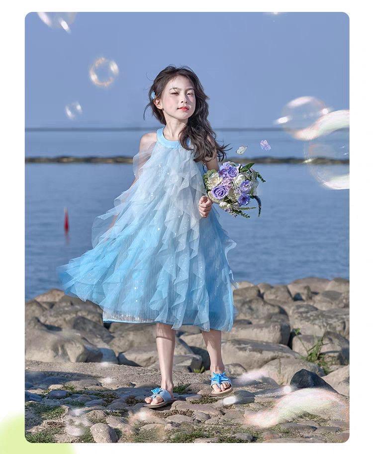 Princess dress, girls' summer dress, 2026 new children's vest dress, gauze dress, vacation dress, girls' camisole dress