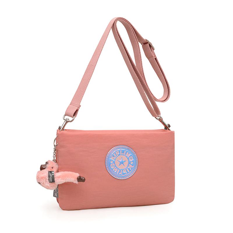 Casual Nylon Shoulder Bag Crossbody Bag With Plush Monkey Pendant Waterproof Lightweight Messenger Bag Unisex