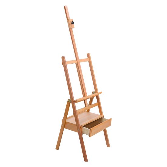 H Frame Easel, French Easel with Drawer, Solid Beech Wood Easel, Painting Canvas Holder Stand, Tilts Flat Artist Easel, Height Angle Adjustable