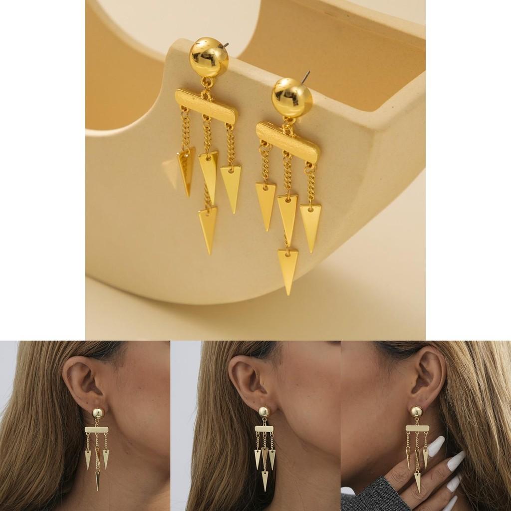 Elegante Geometrische Gold-Quastenohrringe Stilvolles Asymmetrisches Design Legierung Beschichtet