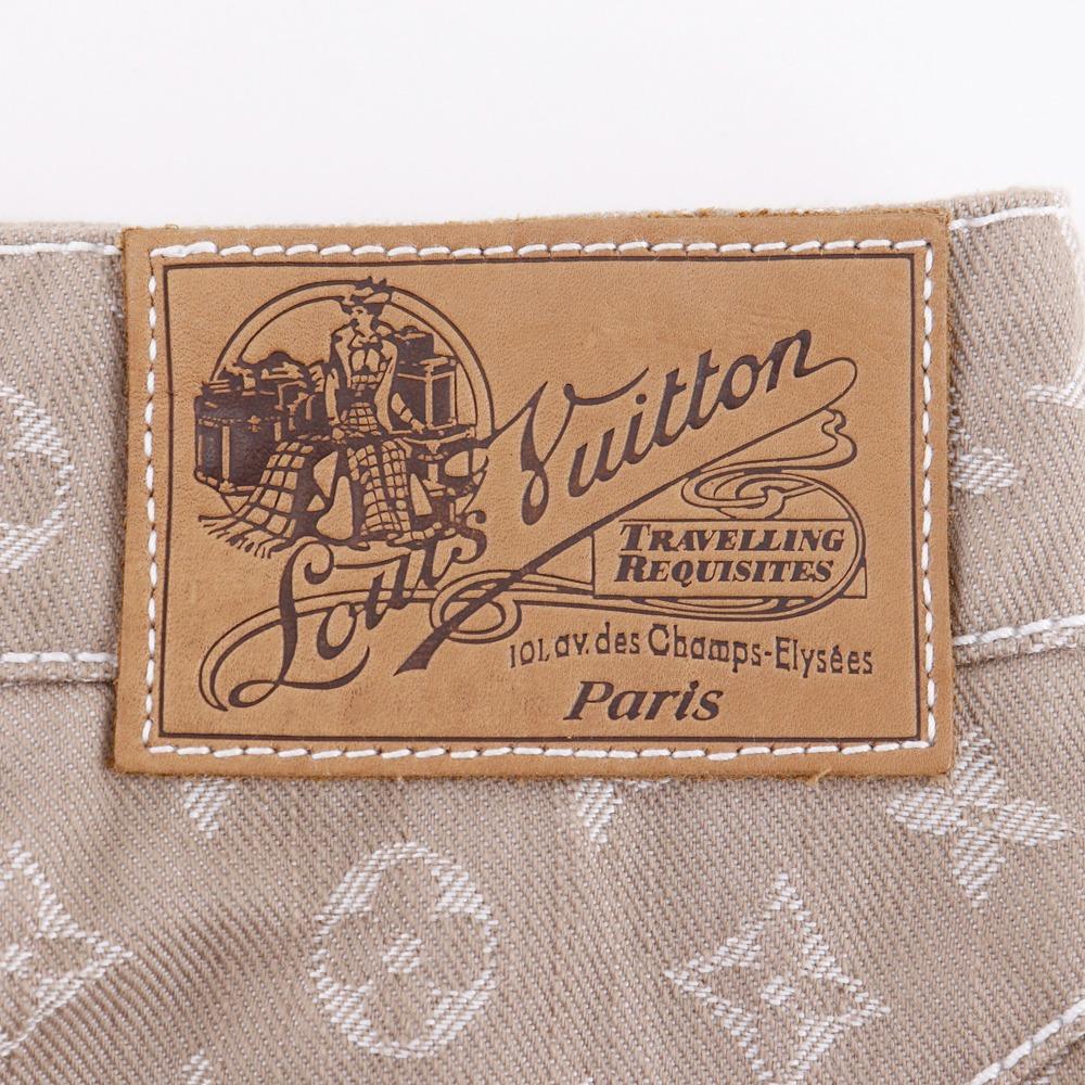LOUIS VUITTON Monogram denim skirt tight Brown cotton/polyester Women Used
