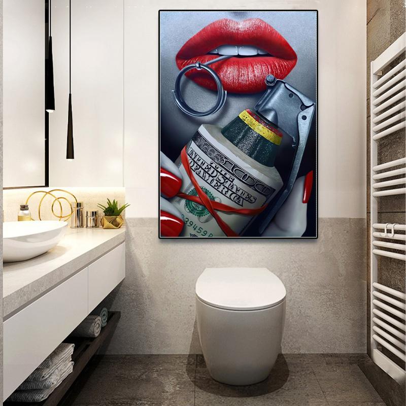 Sexy Bloody Wall Art Canvas Pictures Red Lips Bite Bullet Modern Wall Art Painting Canvas Posters Wall Painting Wall Picture Home Decor No Frame