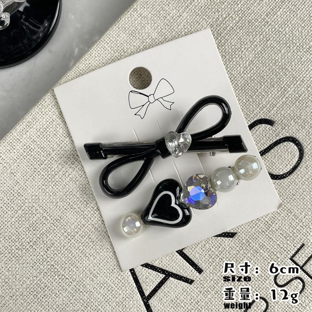 New Ins Wind Clip Sweet Cool Bow Hair Clip Side Senior Sense Hair Card Rhinestone Duckbill Clip Hair Accessories Headwear