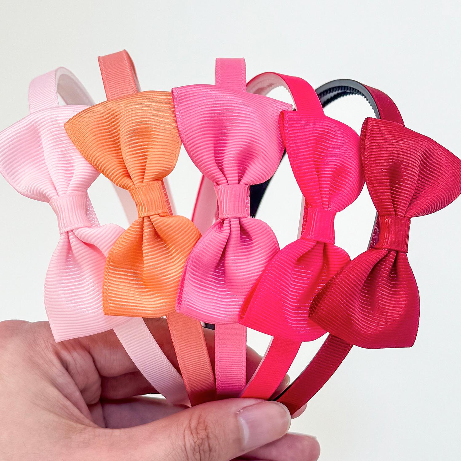 

5 шт. Банты для волос из репсовой ленты для девочек, повязки на голову, пластиковые ободки для волос, банты 3 дюйма, повязка на голову, детские модные аксессуары для волос