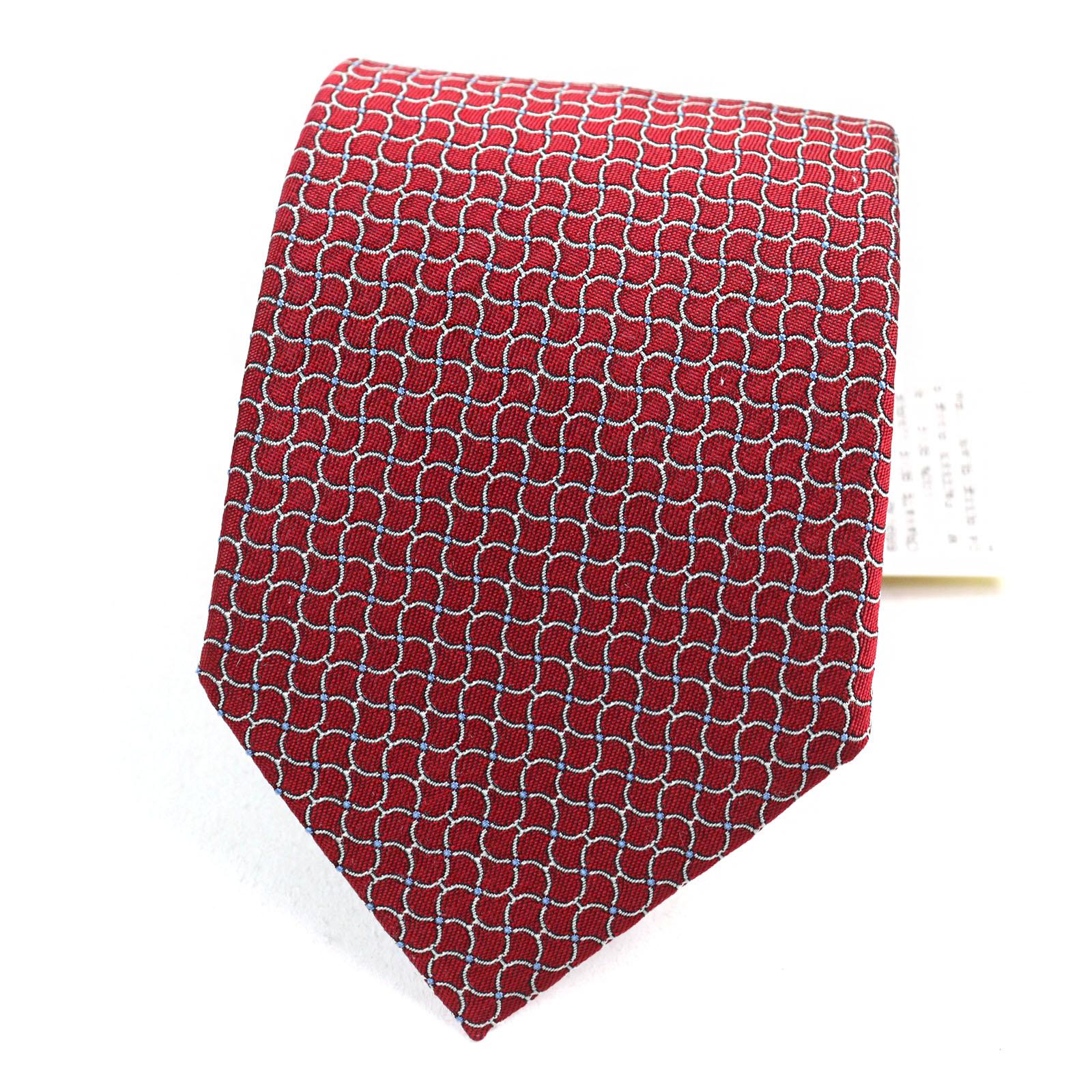 Pristine HERMES tie CRAVATE All-over print, H logo on lining Red series silk Used