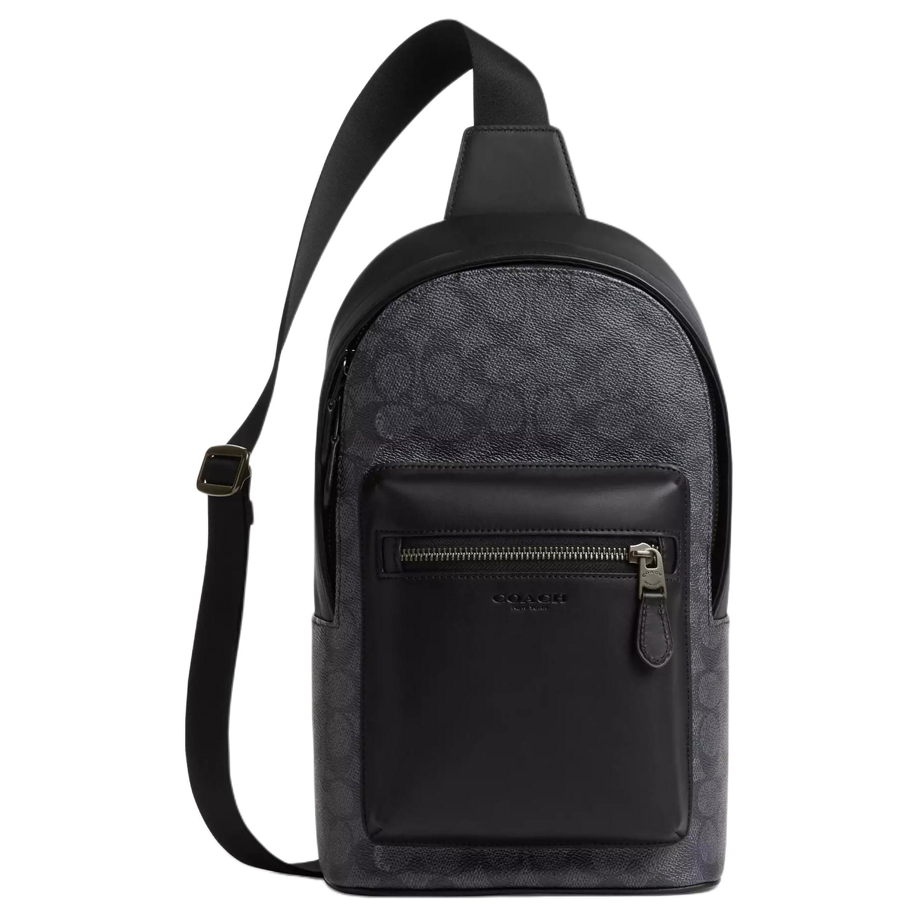 

Coach West Pack 20 Metal Logo Zipper Closure Coated Canvas Crossbody Chest Bag Small Men bags Charcoal Black CV924-QBMI5 Gift Box Set (Basic Set+Yellow Box)