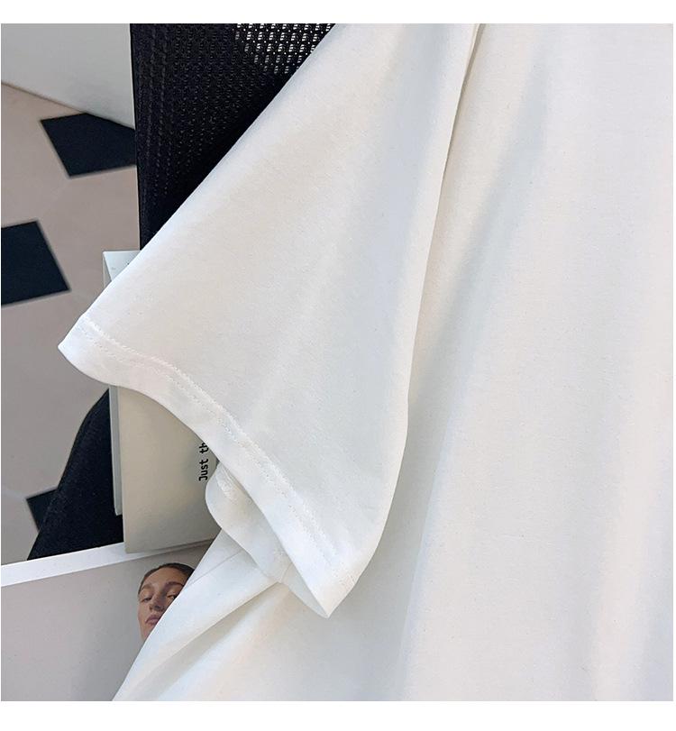 Plus Size Mid-Length Loose Slimming Round Neck Short Sleeve T-shirt for Women (200/300/350 Jin)