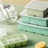 Durable Silicone Ice Mold Cube Tray with Lid 4/6/8 Cavities Easy Release Drinks Summer Refrigerator Cocktail Whiskey Maker Press Kitchen Supplies