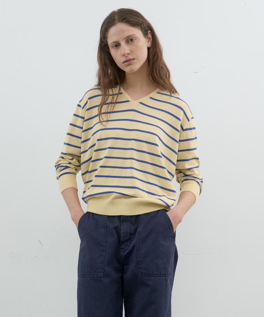 POSZER Striped V-Neck Pullover (Lemon)