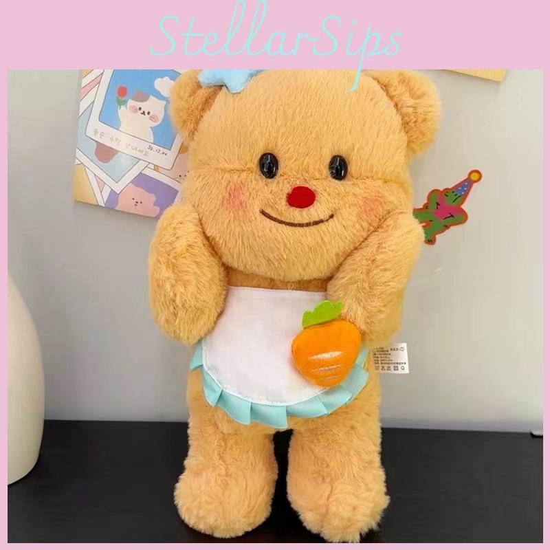 Cute Butter Bear Plush Toys Cartoon Stars Hairpin Apron Doll Gifts Children