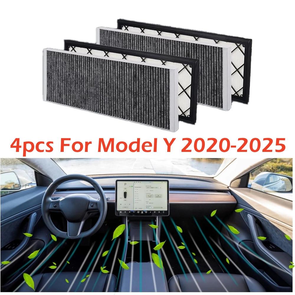 For Model Y 2020-2025 Air Filter HEPA Air Intake Filter Replacement With Activated Carbon For Tesla Model Y