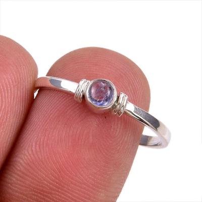 Natural Tanzanite Gemstone 925 Solid Sterling Silver Jewelry Ring Size 8 E2j73