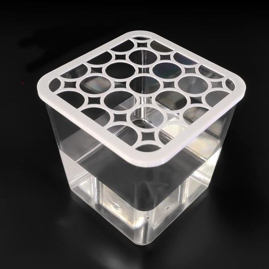 1/2/4Pcs Mini Flowerpot Round Hole Lid Transparent Design Easy Flower Arrangement Square Plastic Pot Home Decor