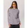 T-shirt da donna a maniche lunghe minimalista, tessuto morbido di alta qualità, silhouette ampia e squadrata per il comfort di tutto il giorno