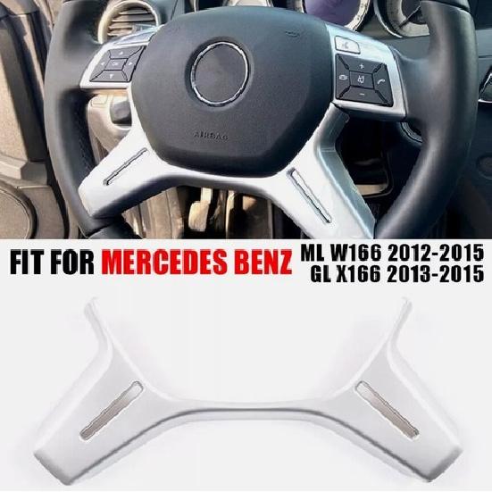 For 2012-2015 Mercedes Benz ML W166 GL X166 1Pc Sliver Steering Wheel Trim Cover