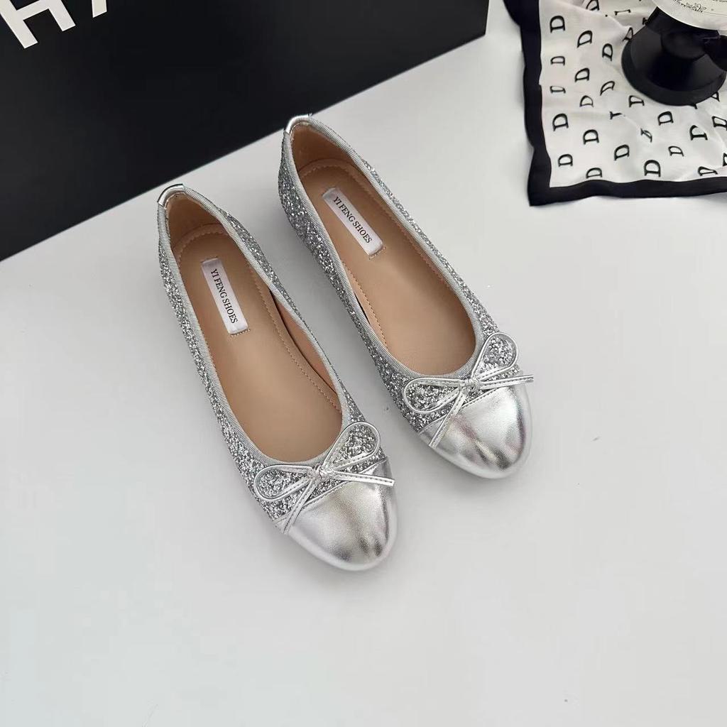 Classic Return Xiaoxiang Increases Height by 3cm Color Matching Temperament Celebrity Light Mouth Bow Women's Single Shoes Grandma Commuting Wom