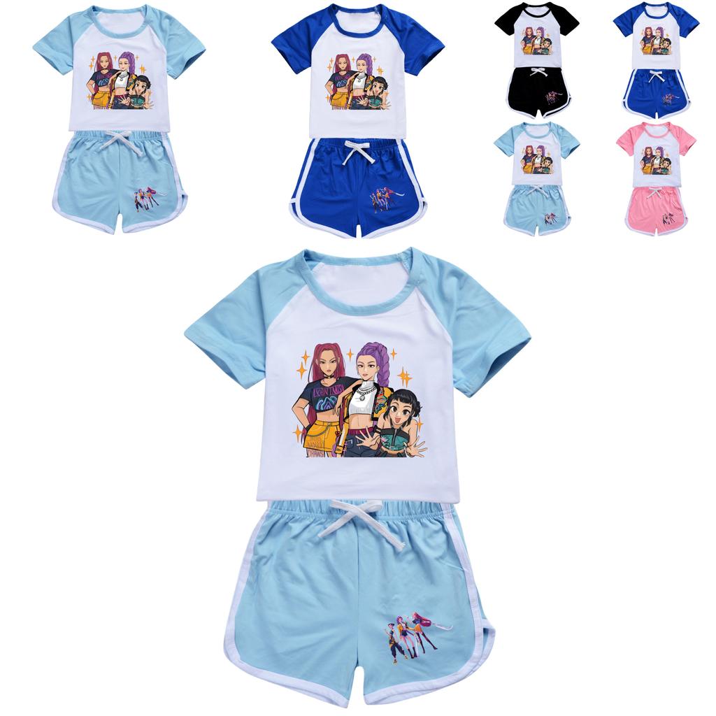 Kpop Demon Hunters Children Summer Short Sleeve Shorts Sport Set With Soft Cotton Fabric For Active Play