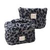 Leopard Print Cosmetic Pouch Set Large Vanity Cosmetic Makeup Large and Portable and Lightweight for Travel and Business Trips (2-Piece Set) - Fluffy,