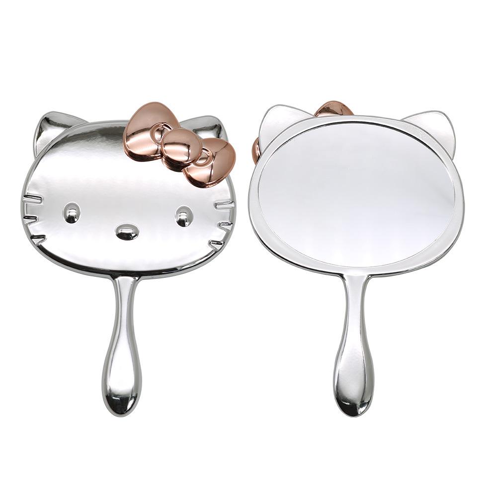 Large Handheld Makeup Mirror - Kitty Cat Design серебряный